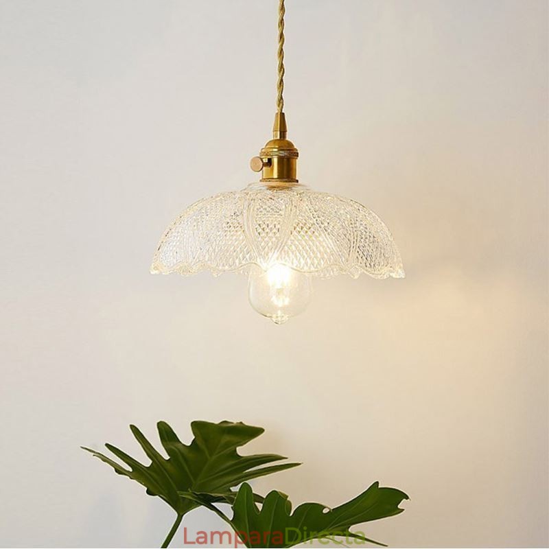 Lámpara de techo grande de vidrio acanalado transparente, iluminación para el hogar con interruptor giratorio, luz cálida y relajante.
