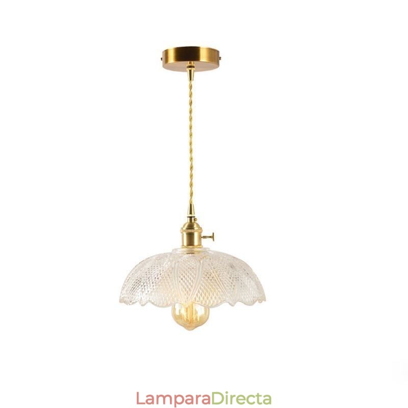 Lámpara de techo grande de vidrio acanalado transparente, iluminación para el hogar con interruptor giratorio, luz cálida y relajante.