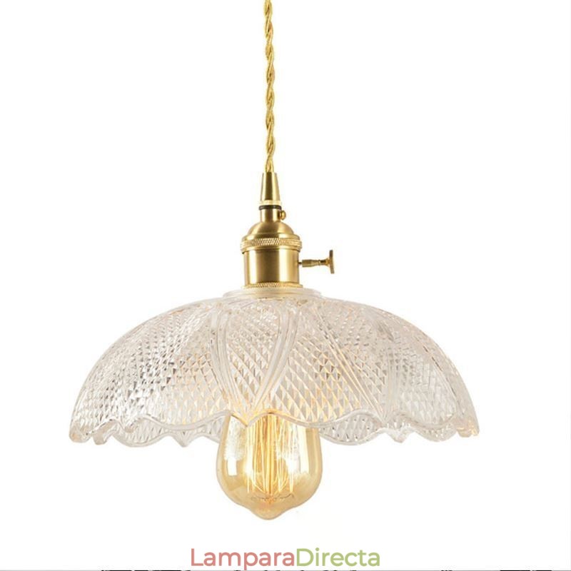 Lámpara de techo grande de vidrio acanalado transparente, iluminación para el hogar con interruptor giratorio, luz cálida y relajante.