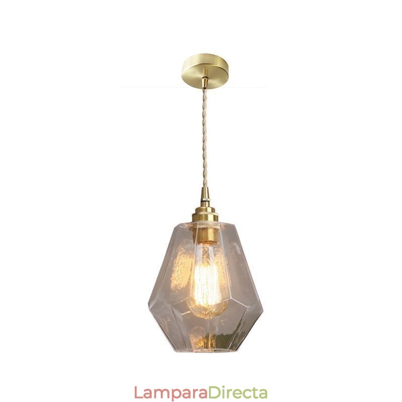 Lámpara colgante retro nórdica de latón y cristal para el hogar, lámpara con forma de torre.
