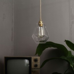 Lámpara colgante retro nórdica de latón y cristal para el hogar, lámpara con forma de torre.