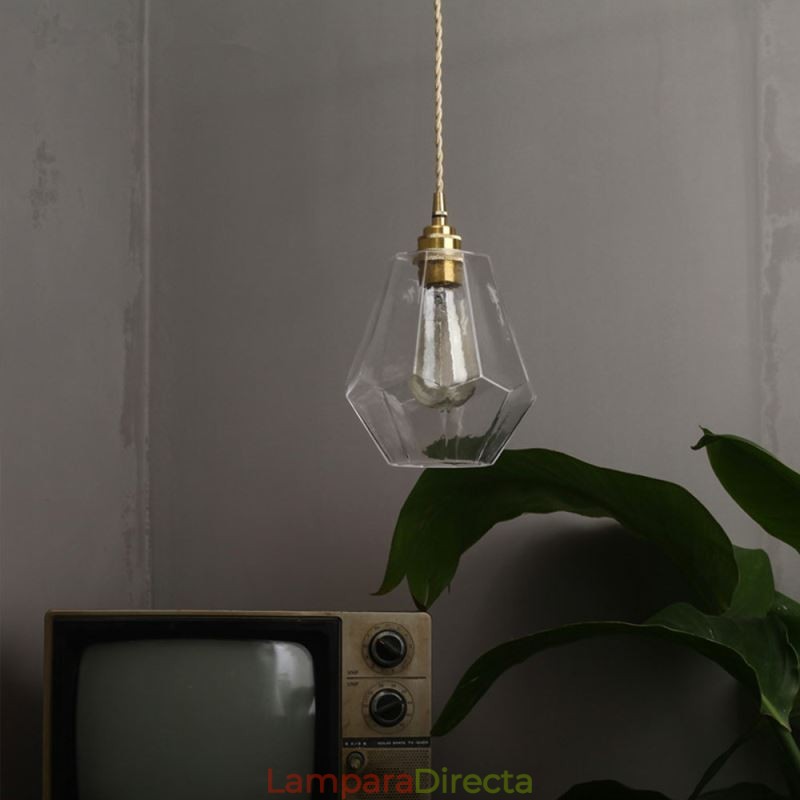 Lámpara colgante retro nórdica de latón y cristal para el hogar, lámpara con forma de torre.