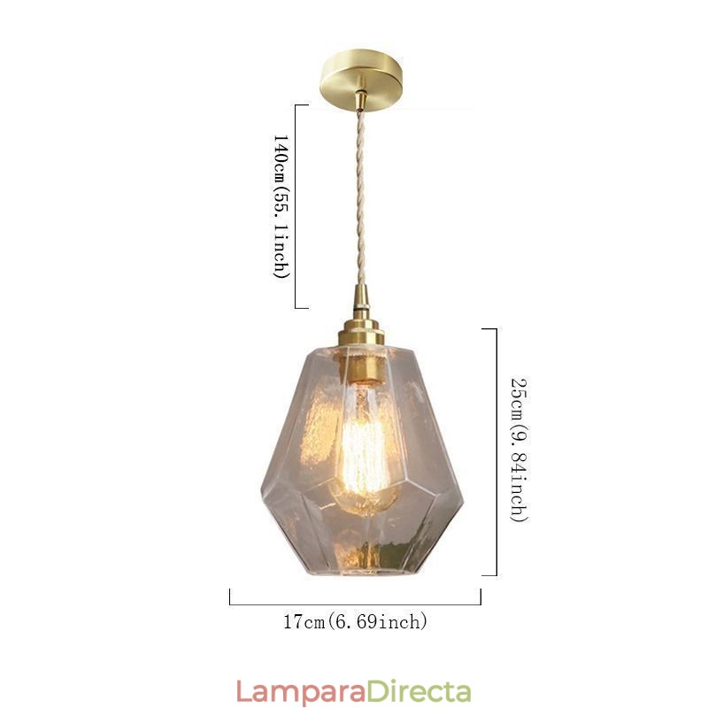 Lámpara colgante retro nórdica de latón y cristal para el hogar, lámpara con forma de torre.