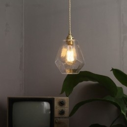 Lámpara colgante retro nórdica de latón y cristal para el hogar, lámpara con forma de torre.