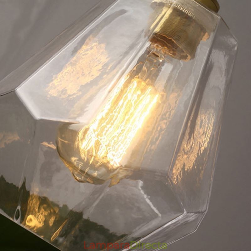 Lámpara colgante retro nórdica de latón y cristal para el hogar, lámpara con forma de torre.