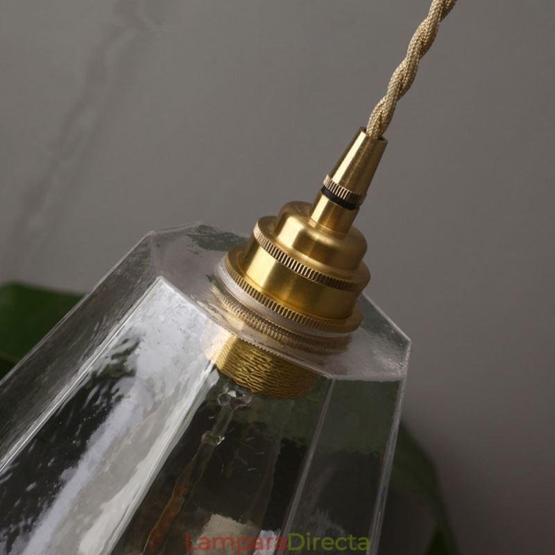 Lámpara colgante retro nórdica de latón y cristal para el hogar, lámpara con forma de torre.