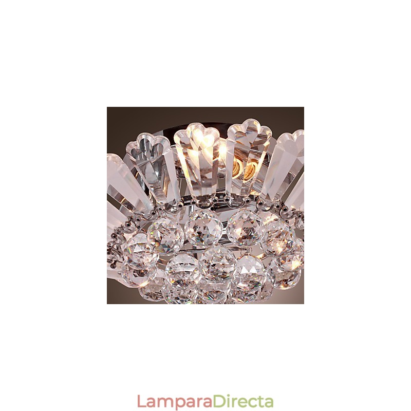 Lámpara de techo semiempotrada moderna con detalles de cristal