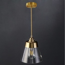 Lámpara colgante retro nórdica con pantalla de cristal, iluminación para el hogar, soporte de latón.