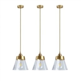 Lámpara colgante retro nórdica con pantalla de cristal, iluminación para el hogar, soporte de latón.