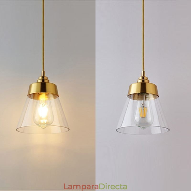Lámpara colgante retro nórdica con pantalla de cristal, iluminación para el hogar, soporte de latón.