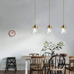 Lámpara colgante retro nórdica con pantalla de cristal, iluminación para el hogar, soporte de latón.
