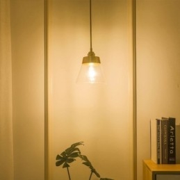 Lámpara colgante retro nórdica con pantalla de cristal, iluminación para el hogar, soporte de latón.