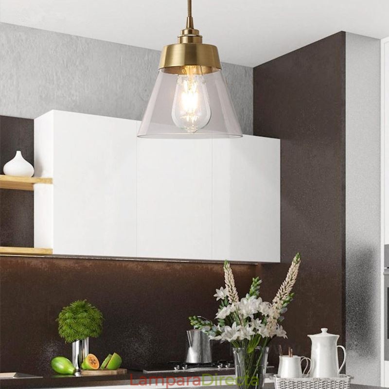Lámpara colgante retro nórdica con pantalla de cristal, iluminación para el hogar, soporte de latón.