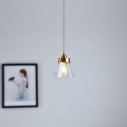 Lámpara colgante retro nórdica con pantalla de cristal, iluminación para el hogar, soporte de latón.