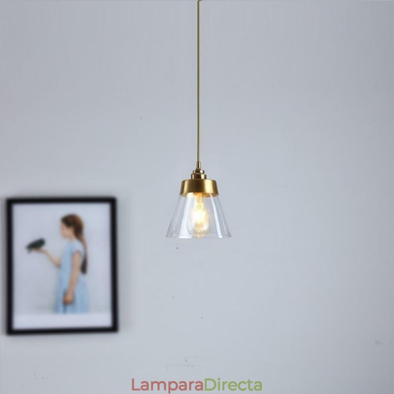 Lámpara colgante retro nórdica con pantalla de cristal, iluminación para el hogar, soporte de latón.