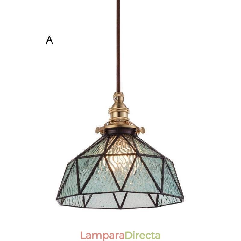 Lámpara colgante de vitral geométrico
