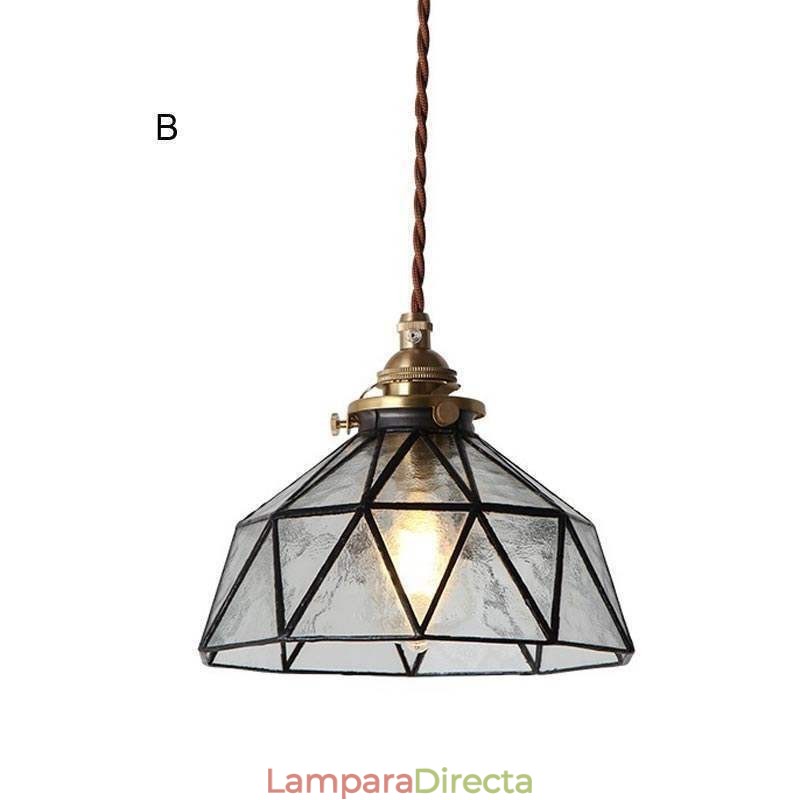 Lámpara colgante de vitral geométrico