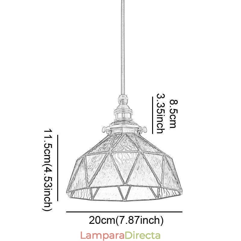 Lámpara colgante de vitral geométrico