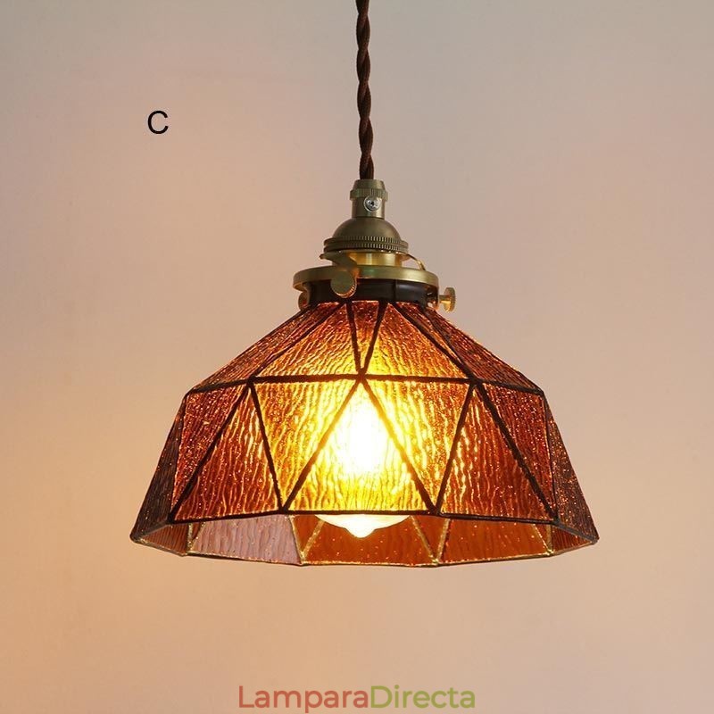 Lámpara colgante de vitral geométrico