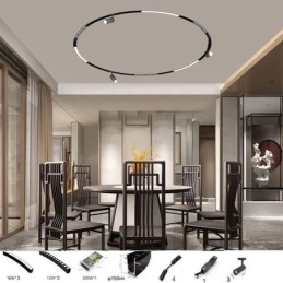 Foco de riel magnético circular empotrado, luz decorativa de 150 cm