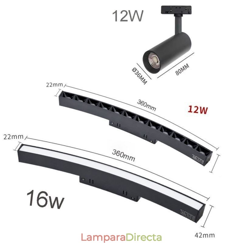 Foco de riel magnético circular empotrado, luz decorativa de 150 cm