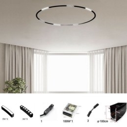 Foco de riel circular magnético empotrado, luz decorativa de 100 cm