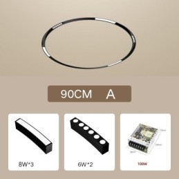 Foco de riel magnético circular empotrado, luz decorativa de 80 cm