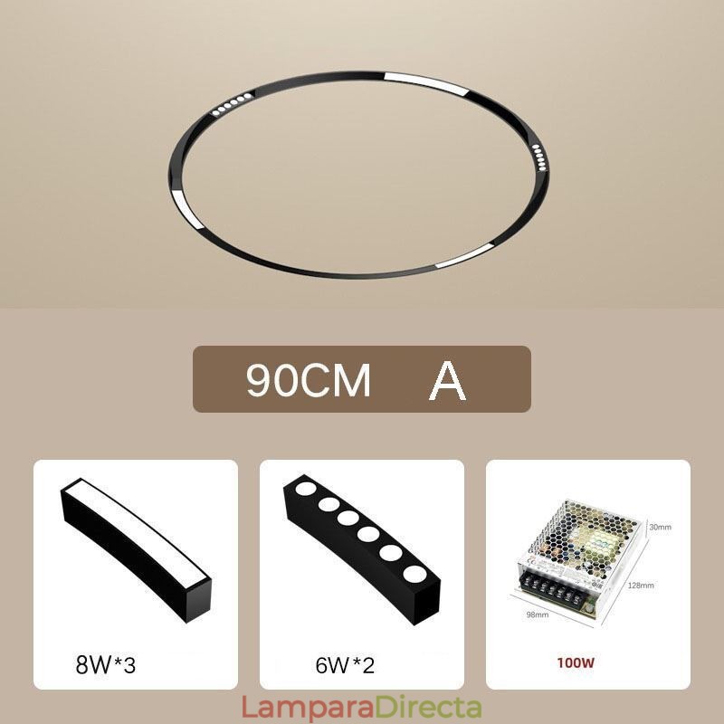 Foco de riel magnético circular empotrado, luz decorativa de 80 cm