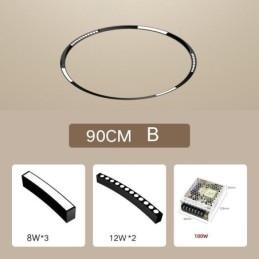 Foco de riel magnético circular empotrado, luz decorativa de 80 cm