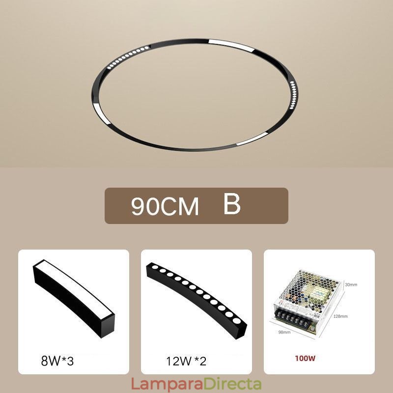 Foco de riel magnético circular empotrado, luz decorativa de 80 cm