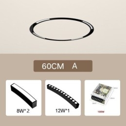 Foco de riel circular magnético empotrable, luz decorativa de 60 cm