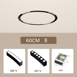 Foco de riel circular magnético empotrable, luz decorativa de 60 cm