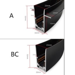 Rieles de iluminación empotrados, tiras de riel de aluminio magnéticas redondas