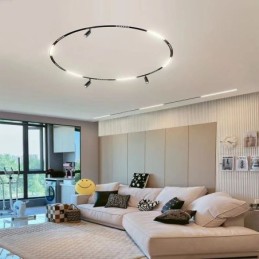 Rieles de iluminación empotrados, tiras de riel de aluminio magnéticas redondas