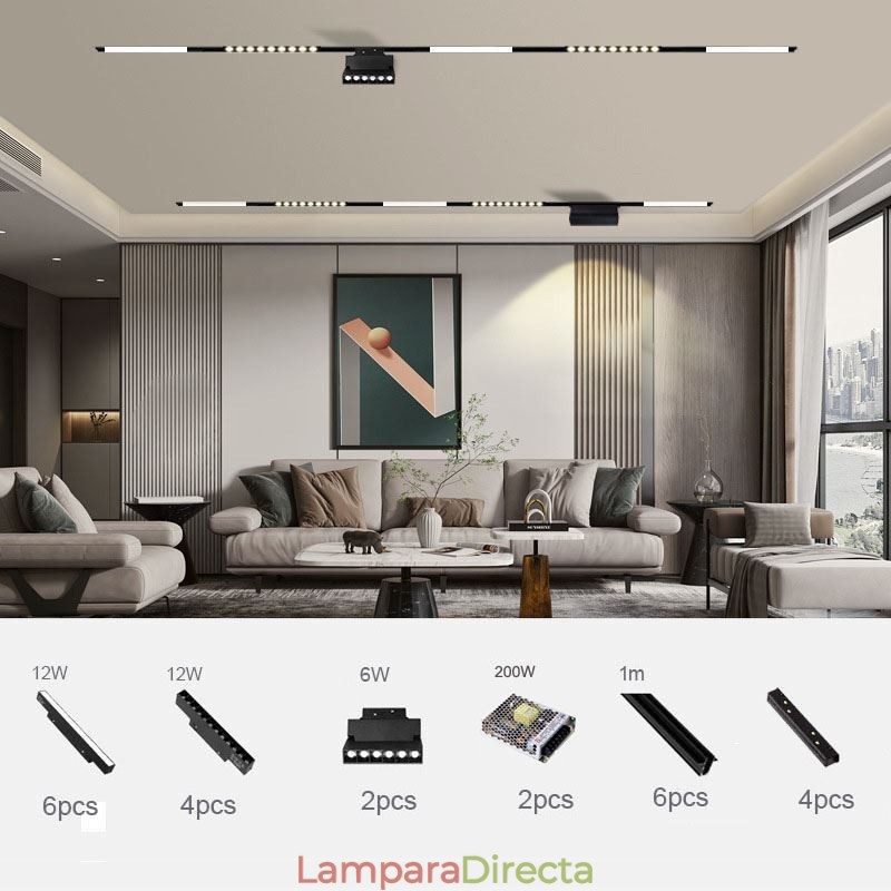 Foco empotrable con riel magnético, luz decorativa, 3 m x 2