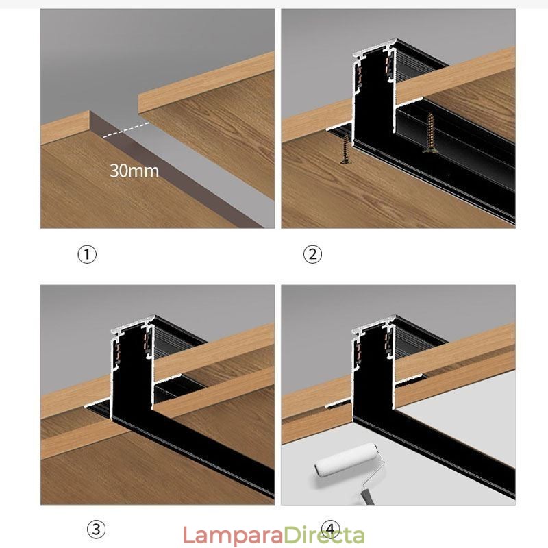 Foco empotrable con riel magnético, luz decorativa, 3 m x 2