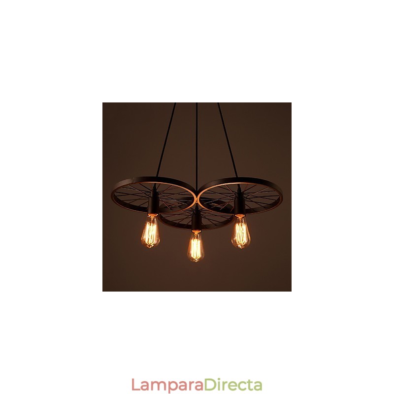 Lámparas colgantes retro estilo loft de hierro forjado estilo americano con ruedas estilo industrial