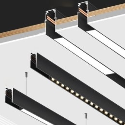 Rieles de iluminación empotrados, perfil de aluminio magnético, tira de luz ultrafina de 100 cm