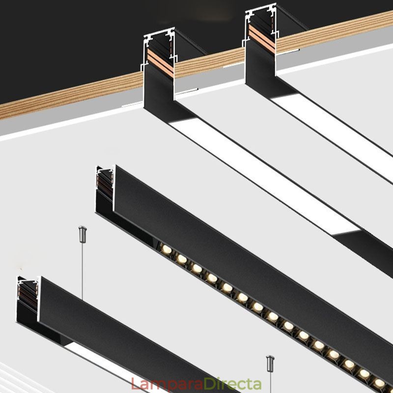 Rieles de iluminación empotrados, perfil de aluminio magnético, tira de luz ultrafina de 100 cm