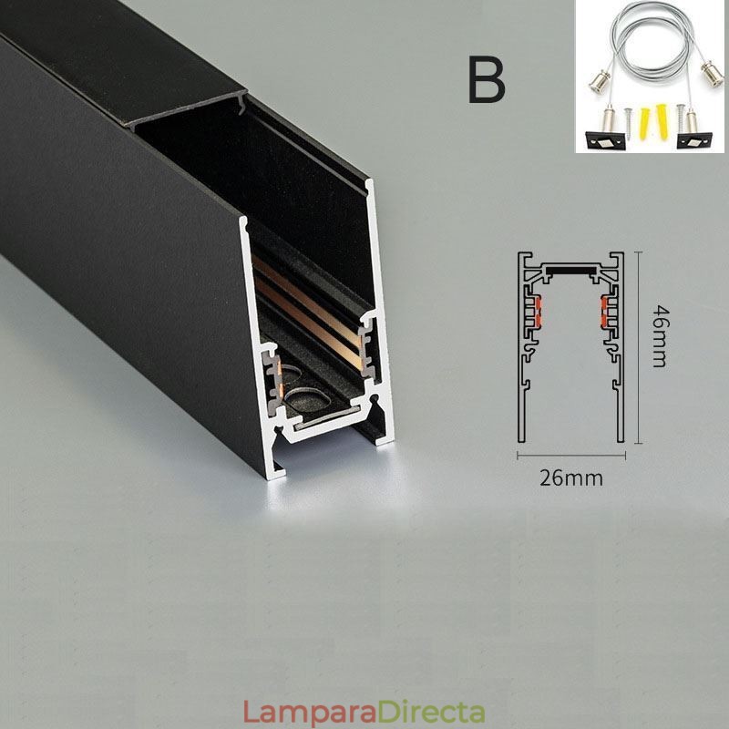 Rieles de iluminación empotrados, perfil de aluminio magnético, tira de luz ultrafina de 100 cm
