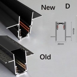 Rieles de iluminación empotrados, perfil de aluminio magnético, tira de luz ultrafina de 100 cm