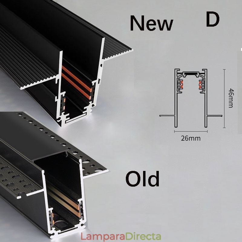 Rieles de iluminación empotrados, perfil de aluminio magnético, tira de luz ultrafina de 100 cm