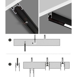 Rieles de iluminación empotrados, perfil de aluminio magnético, tira de luz ultrafina de 100 cm
