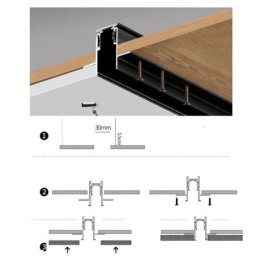 Rieles de iluminación empotrados, perfil de aluminio magnético, tira de luz ultrafina de 100 cm