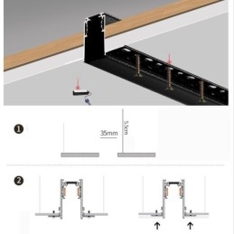 Rieles de iluminación empotrados, perfil de aluminio magnético, tira de luz ultrafina de 100 cm
