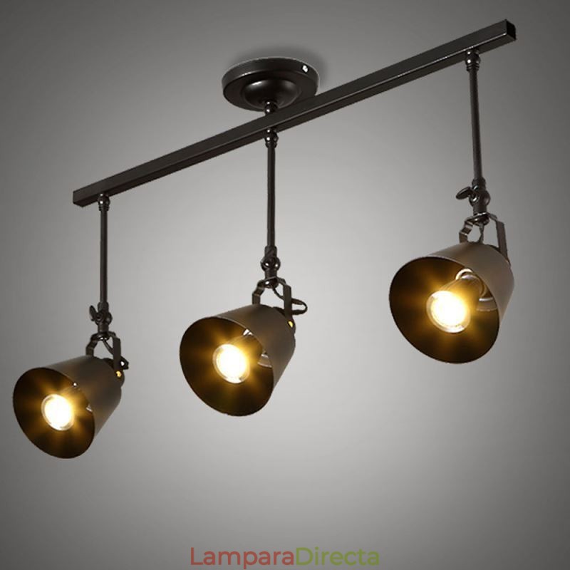 Lámpara de techo rústica de hierro con foco estilo campestre vintage