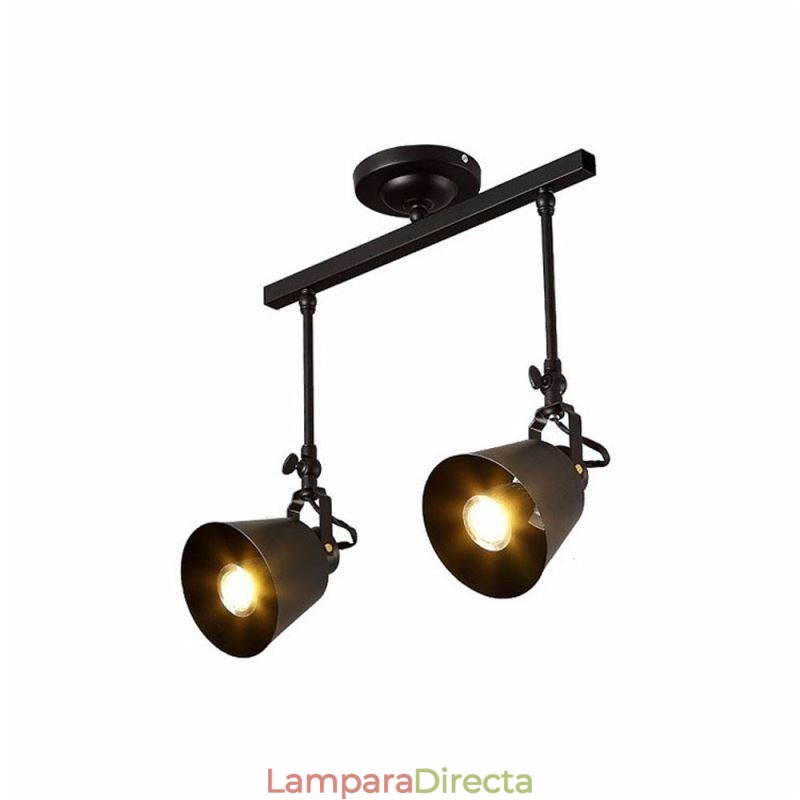 Lámpara de techo rústica de hierro con foco estilo campestre vintage