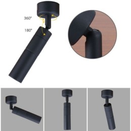 Foco de techo giratorio COB negro (luz única)