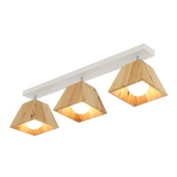 Foco de madera nórdico, foco de techo giratorio de cuatro prismas