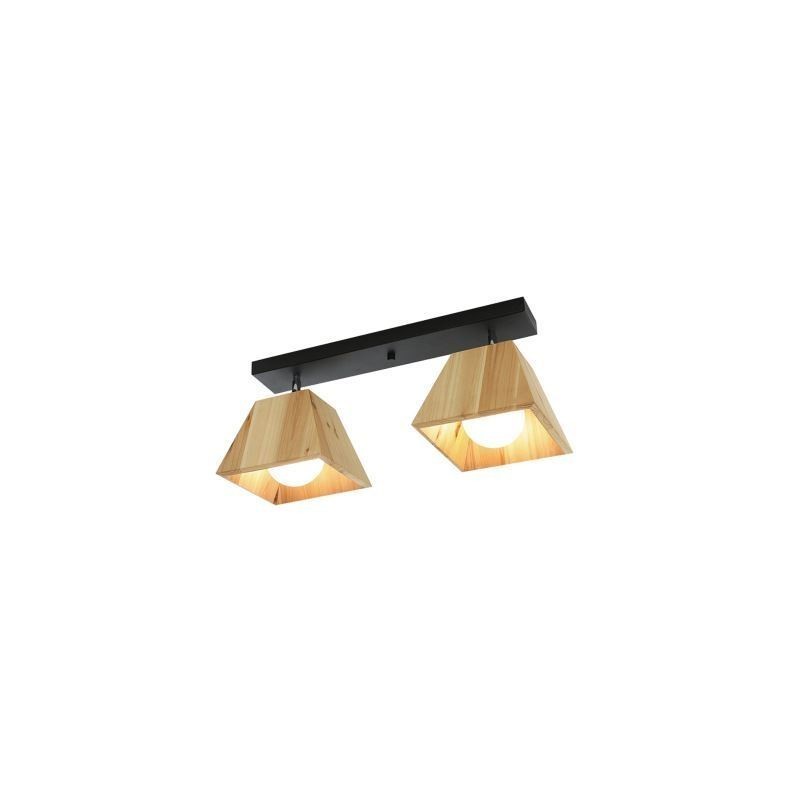 Foco de madera nórdico, foco de techo giratorio de cuatro prismas